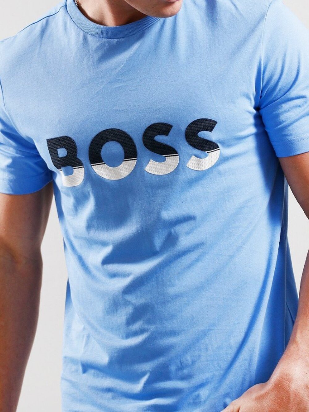 HUGO BOSS mens XXL short sleeve t shirt light blue cotton tee green label XL